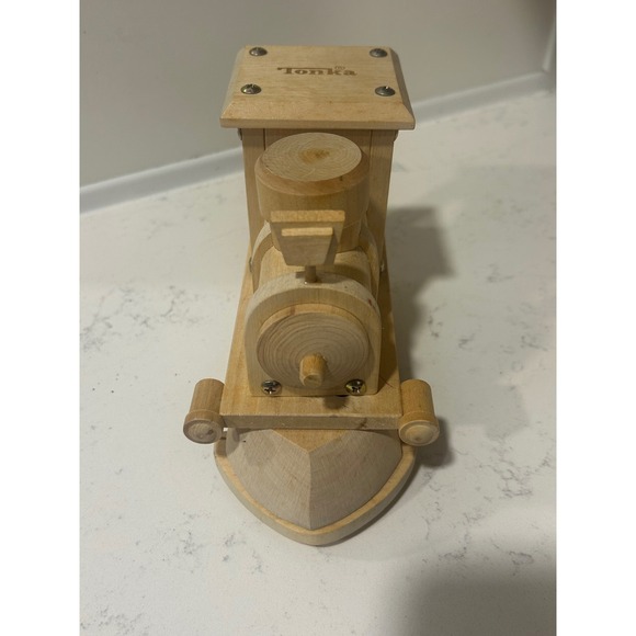 Tonka Other - Tonka Wooden Steam Engine‎ Locomotive Toy Train Natural Wood Rolling Wheels